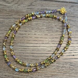 Vibrant Beaded Necklace with Gold Accents
